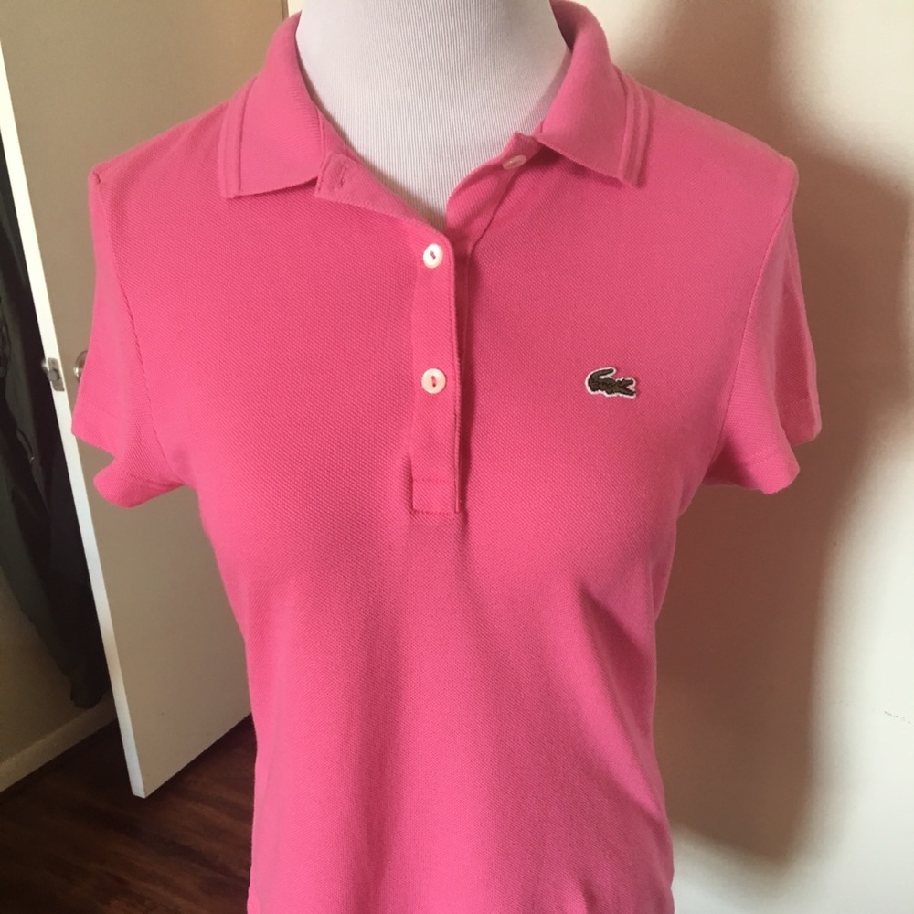 Pink Lacoste polo